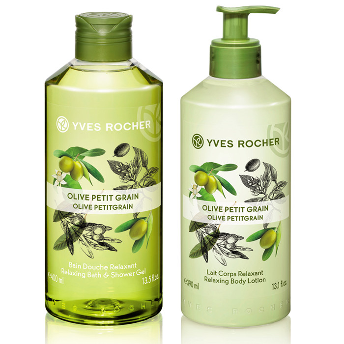 Combo Gel tắm Yves Rocher 400ml + Dưỡng thể Yves Rocher 390ml - Hương olive và tinh dầu cỏ chanh