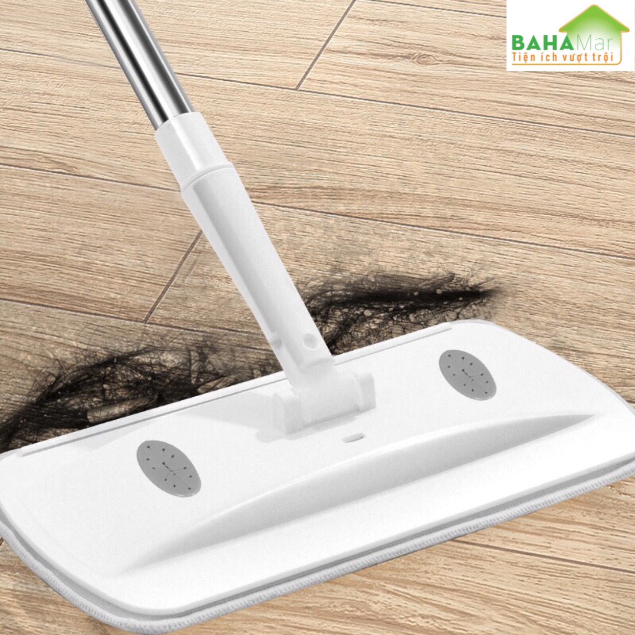 BỘ CÂY LAU NHÀ CHẬU VUÔNG PHẲNG, CÂY LAU HÌNH TRỤ ẤN XOAY TỰ ĐỘNG TÁCH NƯỚC BẨN "BAHAMAR" Nước sạch giặt giẻ lau và xoáy loại bỏ nước bẩn ra chậu ngoài một cách tách biệt luôn