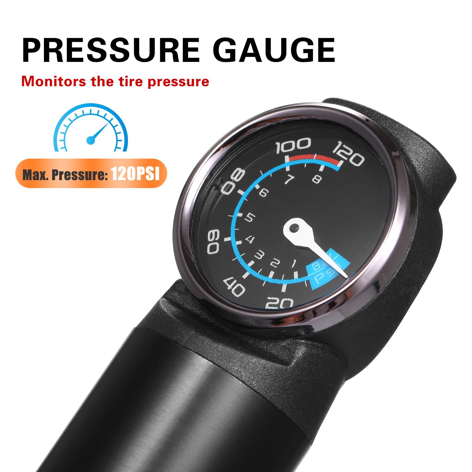 Lixada Mini Electric Air Pump with Pressure Gauge USB Rechargeable 120PSI Cycling Bike Hand Air Pump Tire Inflator MTB Bicycle Pump