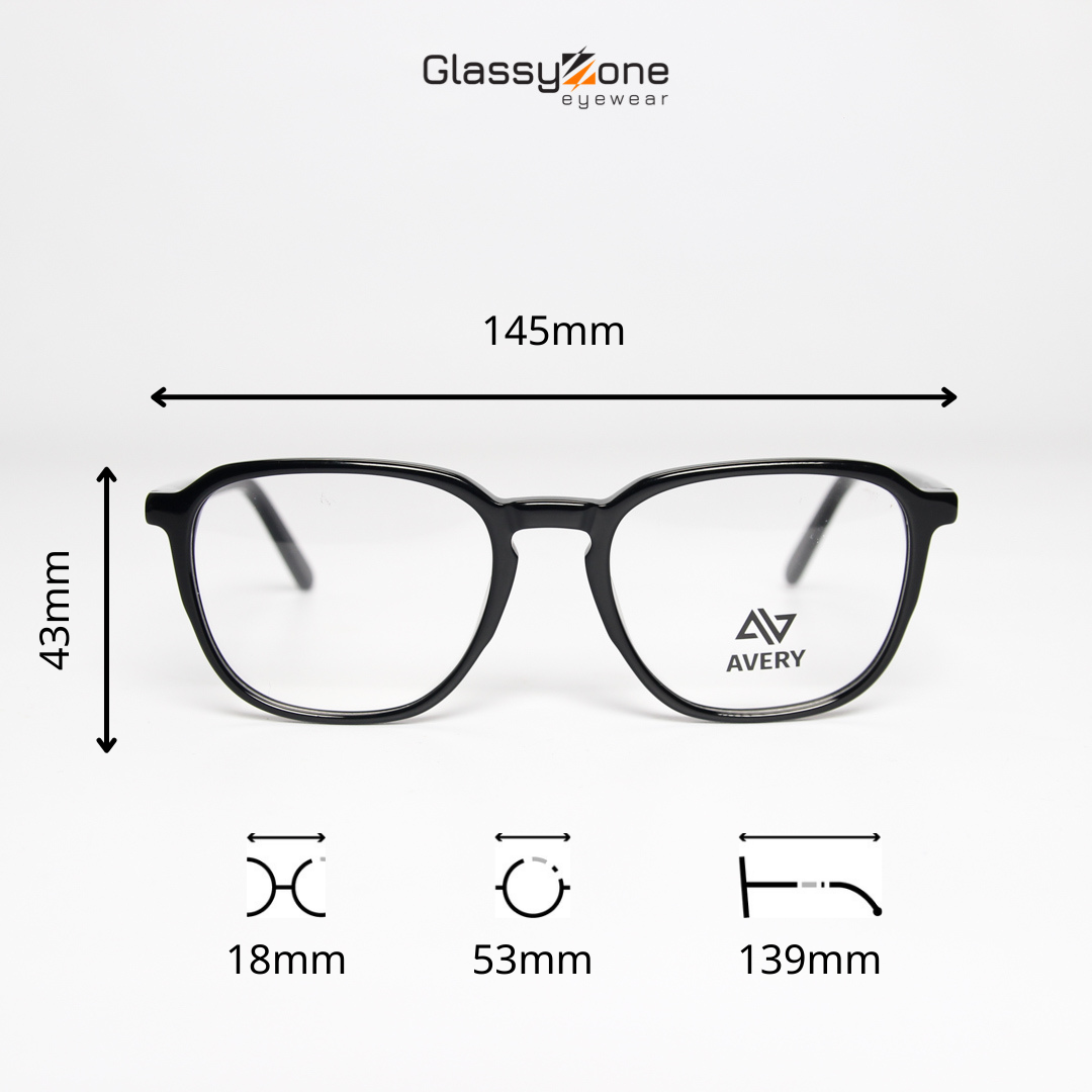 Gọng kính cận, Mắt kính giả cận Acetate Form vuông Nam Nữ Avery 28027 - GlassyZone