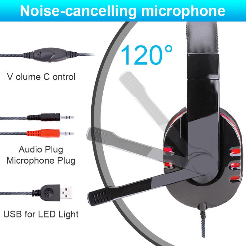 Đèn LED Chơi Game Trên Tai Tai Nghe Game Thủ Casque Bass Sâu Trò Chơi Tai Nghe Tai Nghe Cho Máy Tính PC PS4 XBox Audifonos Game Thủ fones