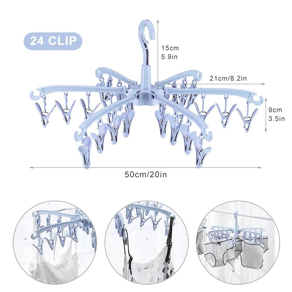 Giá đỡ máy sấy khô, 24 vòi, nhện quần áo bên ngoài, dây quần áo có thể quay và có thể gập lại, máy sấy gió cho đồ lót, vớ, quần short, đồ vật nhỏ