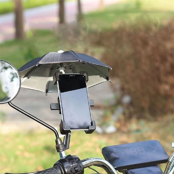 Giá Đỡ Điện Thoại Xe Máy HT507 Có Ô Dù Che Mưa Nắng, Kẹp Chắc Chắn