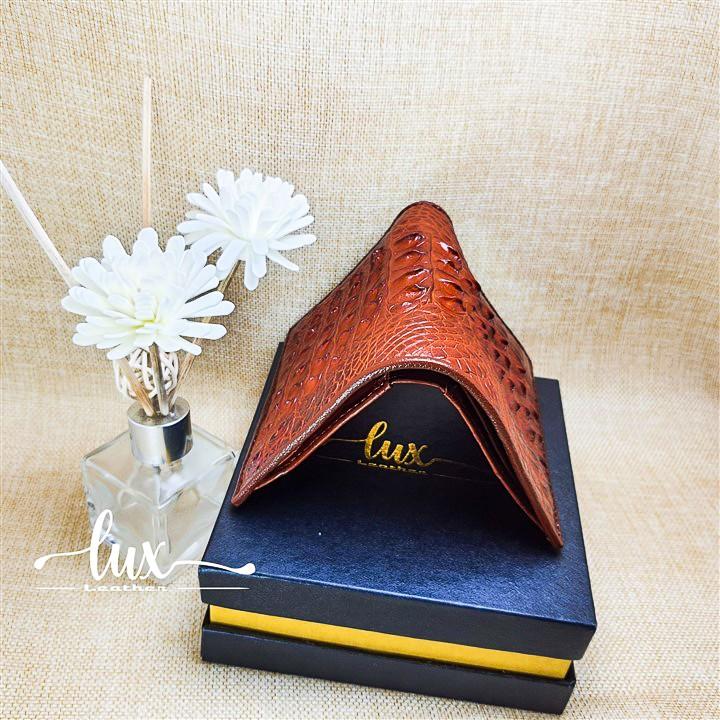 Ví Nam Da cá sấu LuxLeather LM2002 Hai mặt - Kiểu đứng - Da Gai Lưng