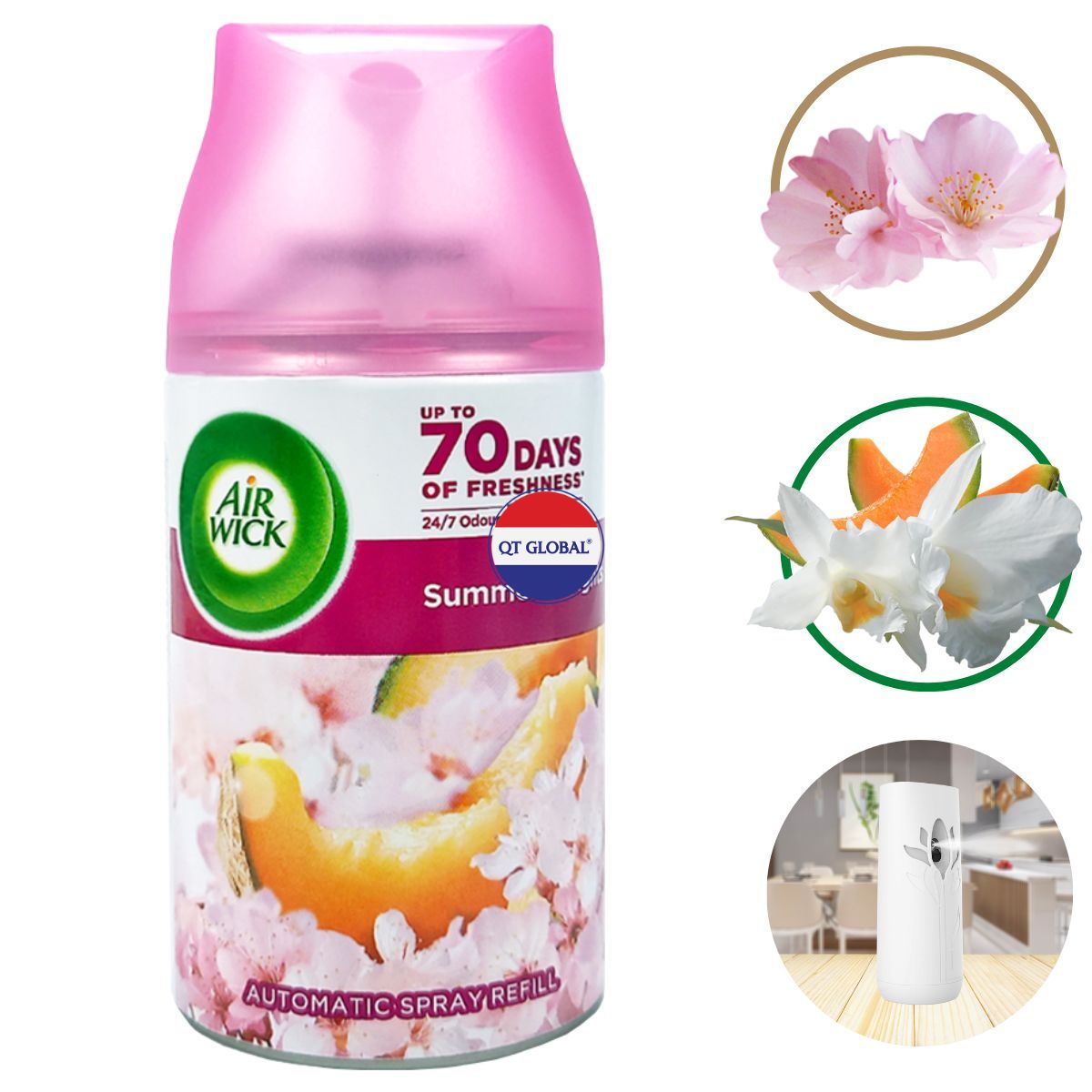 Bình xịt thơm phòng Air Wick Summer Delights 250ml QT016833 - hoa lan trắng