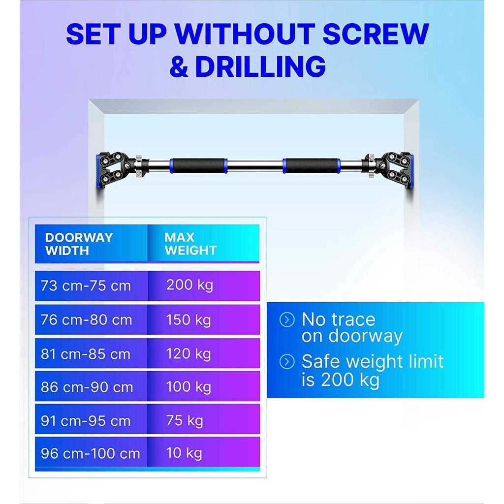 DODO Thanh xà đơn treo tường gắn cửa 2022 cao cấp chống xoay tùy chỉnh kích thước không cần vít phù hợp tập gym tại nhà