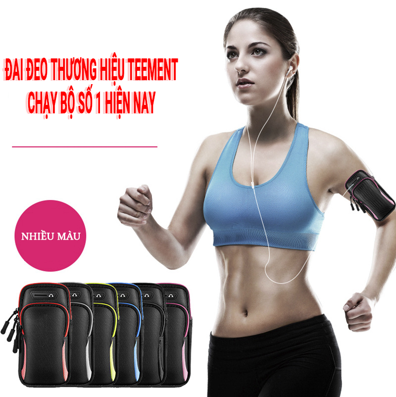 Đai Đeo Tay Chạy Bộ, Bao, Túi Đựng Điện Thoại Tới 6.5 Inch Cao Cấp Teement, Chạy Bộ, Tập Thể Dục, Thể Thao, Chống Thấm Nước , Ngăn Chặn Mồ Hôi Hiệu Quả, Có Jack Cắm Tay Nghe - Hàng Chính Hãng