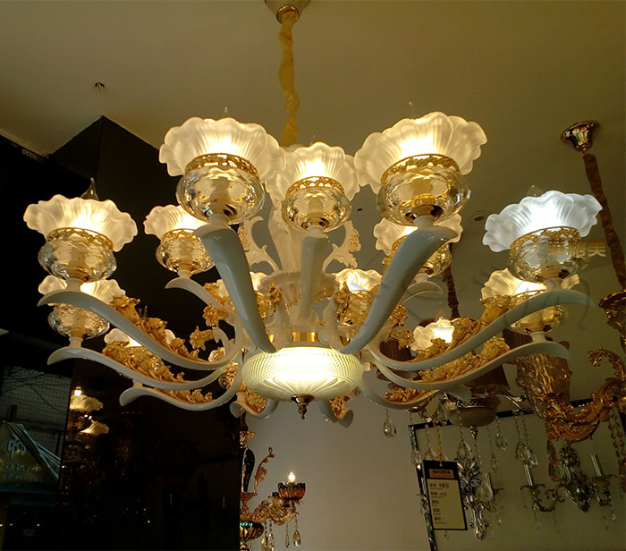 Đèn chùm VENUS pha lê 15 tay hiện đại trang trí nhà cửa - kèm bóng Led chuyên dụng