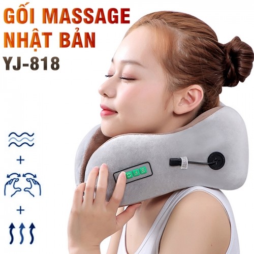 Gối ngủ massage chữ U tạo nhiệt hỗ trợ trị đau mỏi cổ pin sạc YIJIA YJ-818 - Màu ngẫu nhiên. Phù hợp đi tàu, xe, máy bay, văn phòng