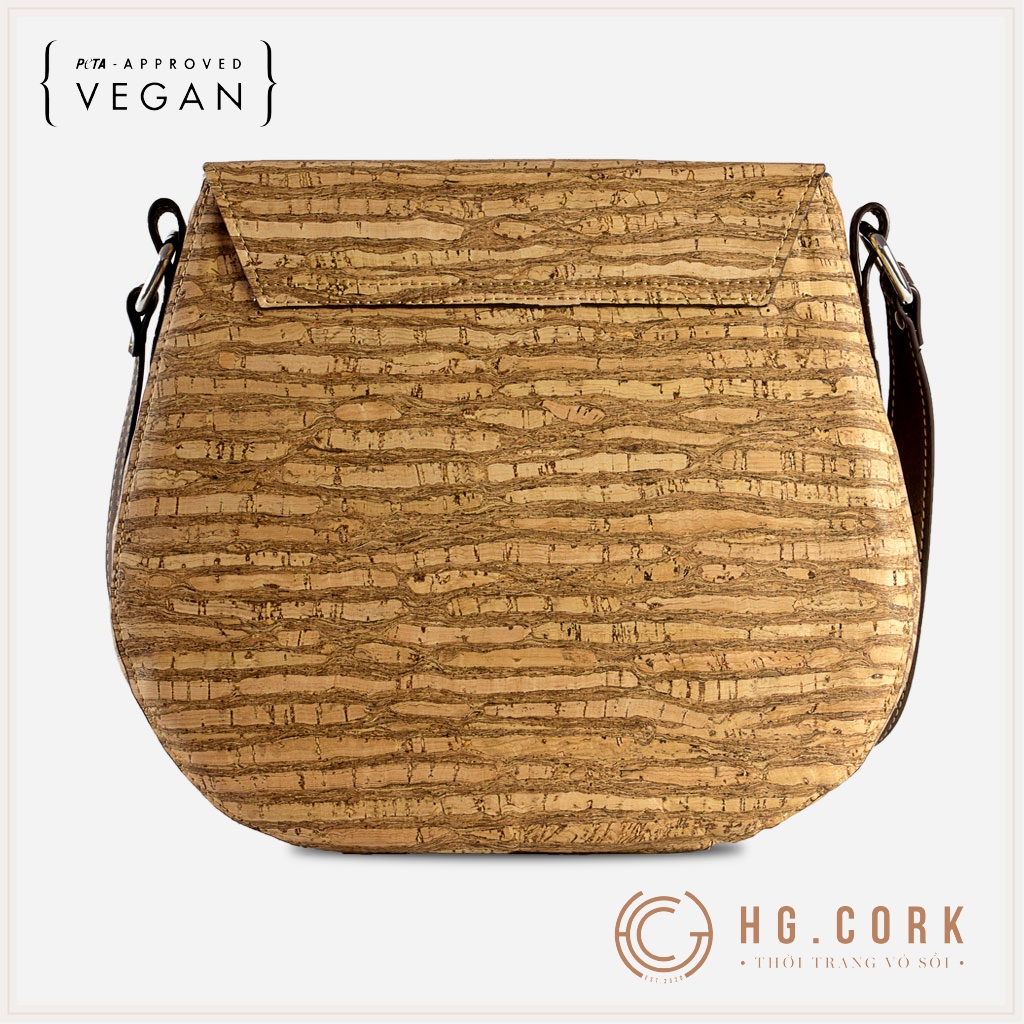 Túi Đeo Chéo Nữ Cao Cấp - SADDLE BAG - HGcork Corkor CK246 - Vật liệu da cork thực vật thuần chay - Sản phẩm Handmade, Sản xuất tại Bồ Đào Nha