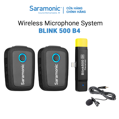 Bộ Micro Thu Âm Không Dây Saramonic Blink500 B4 Cho Điện Thoại Iphone &amp; Thiết Bị Hệ Điều Hành IOS - Livestream / Phỏng Vấn / Quay Video - Hàng Chính Hãng