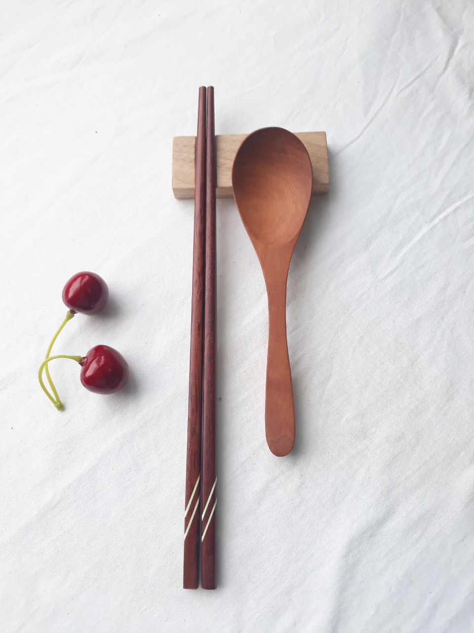 Bộ 6 thìa gỗ nhãn ăn cơm cỡ vừa nâu nhạt 15.5 cm x 4 cm