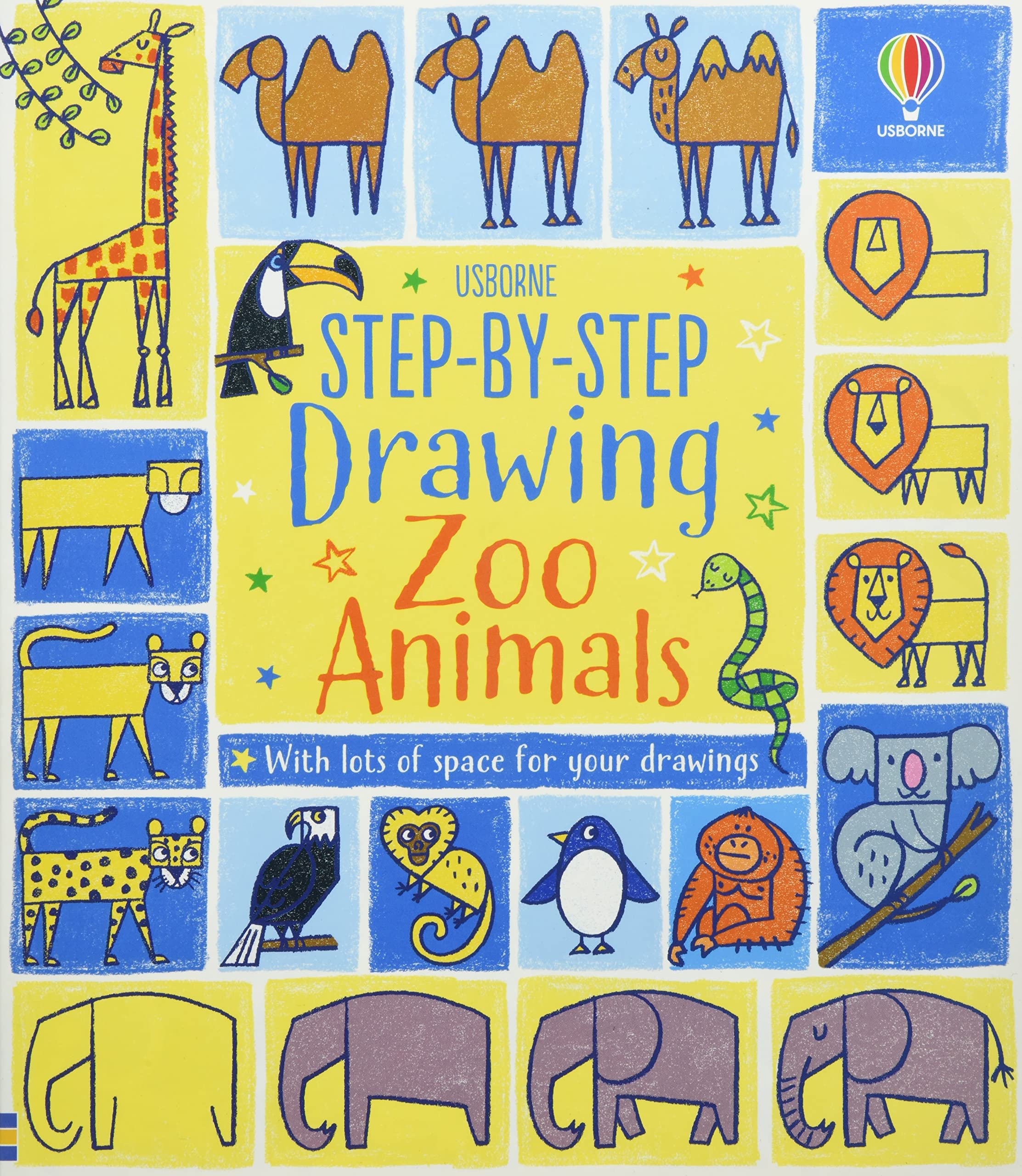 Sách tô vẽ tiếng Anh: Step-by-Step Drawing Zoo Animals