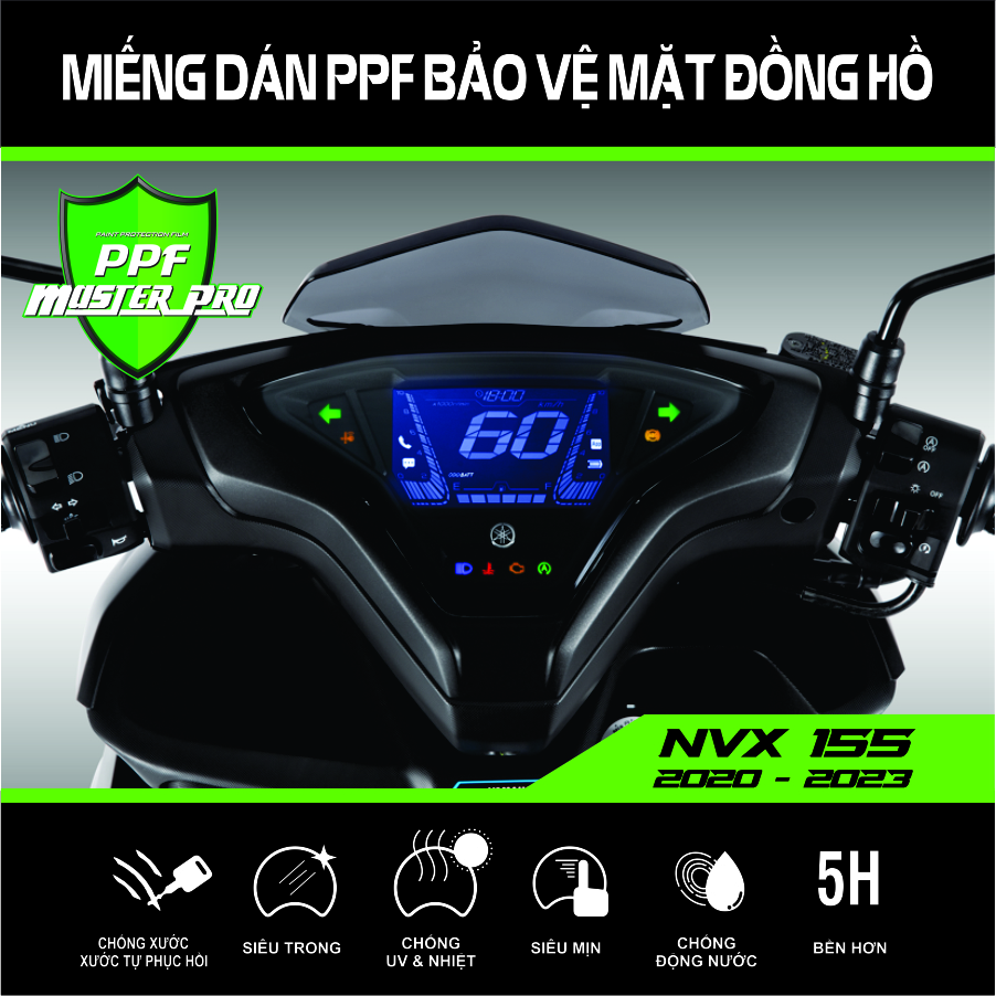 Miếng Dán PPF Bảo Vệ Mặt Đồng Hồ Xe NVX 155 2020 - 2023 | Chất Liệu Film PPF
