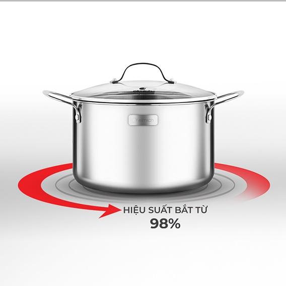 Nồi inox cao cấp 3 lớp đáy liền Trimax EL-3731 size 16cm