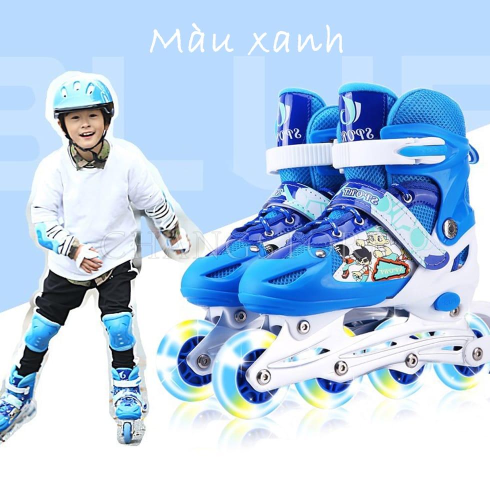 Giày Trượt Patin Cho Bé, Giày Patin Trẻ Em Có Đèn Flash Sports, Tặng Kèm Bảo Hộ Tay Và Đầu Gối