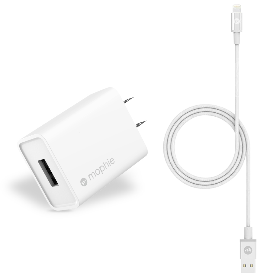 Bộ Adapter Sạc Mophie 10W Kèm Cáp USB-A to Lightning 1m Dành Cho iPhone/iPad - Hàng Chính Hãng