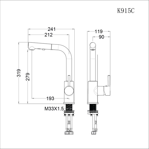 [Caesar] Vòi bếp nóng lạnh K915C