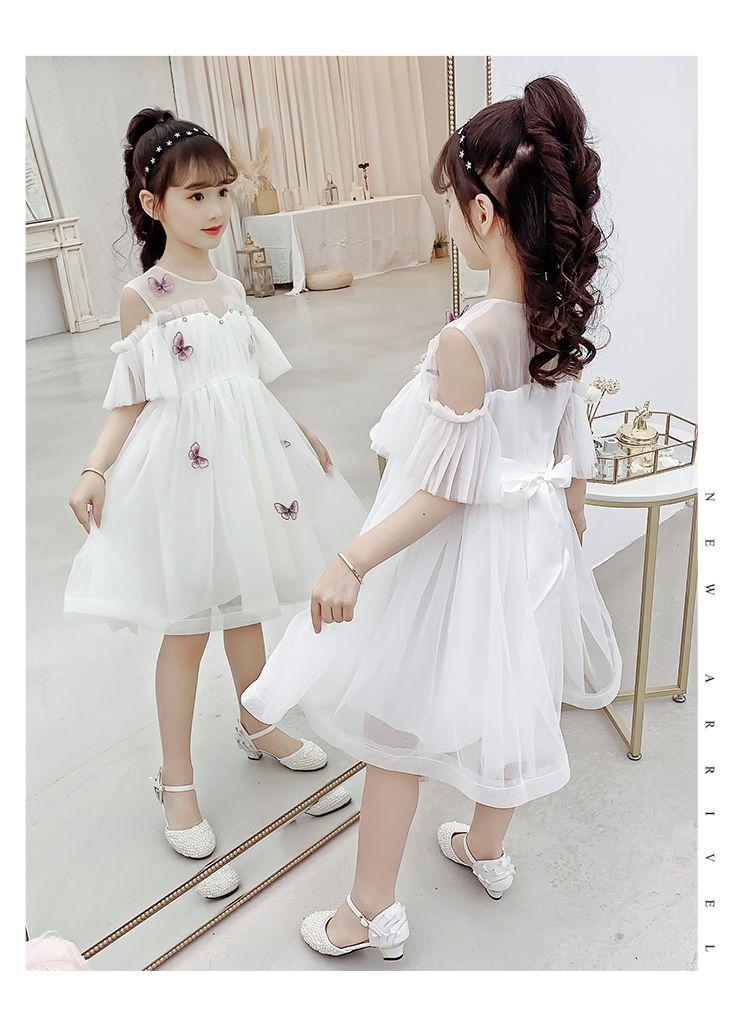 CHENGRUI Cô gái ăn mặc mùa hè váy trẻ em lưới váy công chúa đỏ váy cô gái nhỏ phong cách phương Tây fluffy lụa váy nàng tiên