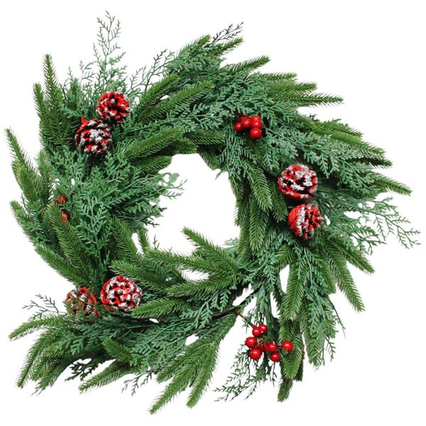 Vòng Hoa 2 Loại Lá 50 cm - Trang Trí Giáng Sinh - Chaang Chiia LP-W20-POP