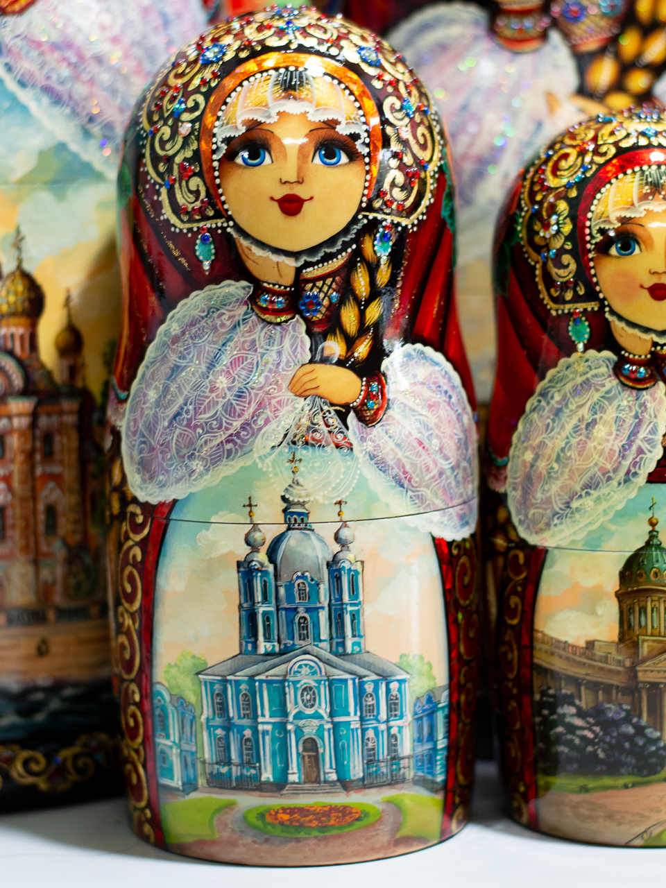 BỘ BÚP BÊ NGA MATRYOSHKA CỠ LỚN 30 LỚP CAO 50CM HOA VĂN "PHONG CẢNH NƯỚC NGA" CỰC ĐẸP, ĐỘC ĐÁO VÀ SANG TRỌNG