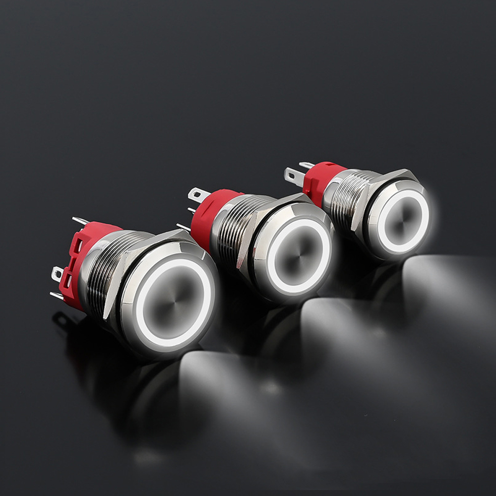 Công tắc nhấn giữ tự khóa có đèn LED 16mm , Chất liệu INOX, Chống ngấm nước