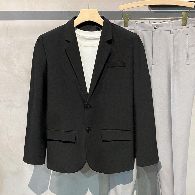 Áo khoác blazer nam form unisex kiểu dáng hàn quốc, áo khoác nam form rộng vải cotton lạnh thời trang Mantoni
