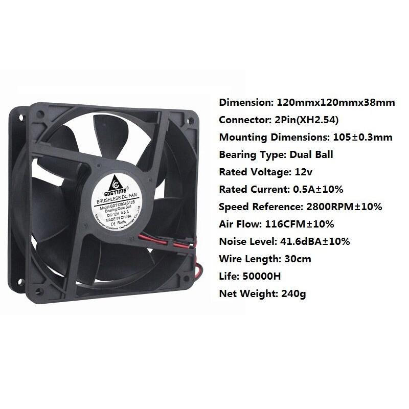 1 Pcs Gdstime 11mm*11mm*38mm 11V DC Brushless Machine Case Cooling Fan 11mm x 38mm 1Pin Dual Ball 0.1A 11cm Cooler 1138B