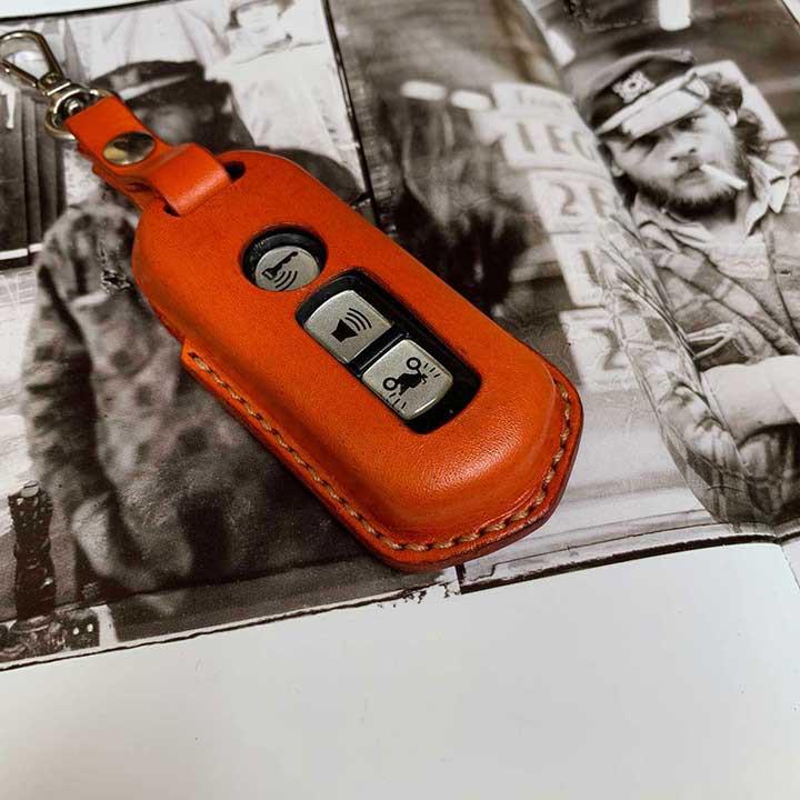 Bao da chìa khóa SH - da bò - handmade - màu cam DT382