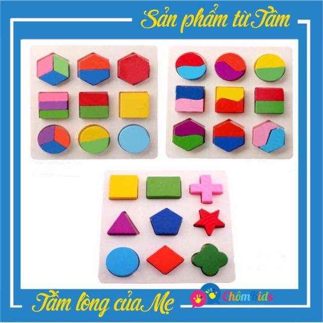 Đồ Chơi Gỗ Hình Học Phân hình Khối Đa màu Sắc - Ghép hình khối theo Montessori