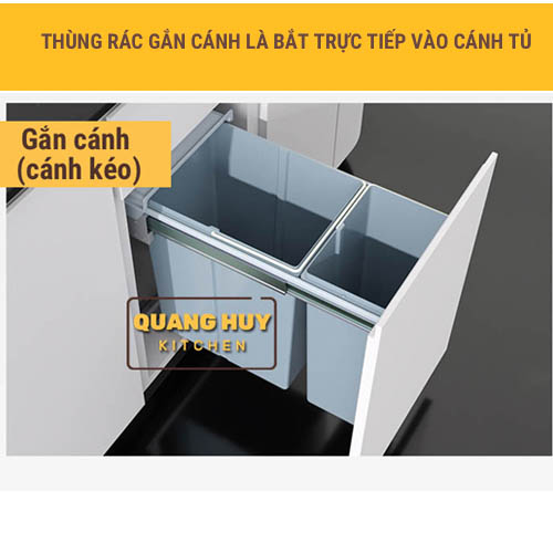 Thùng rác đôi âm tủ bếp hoặc gắn cánh tủ bếp thương hiệu Grob lắp đặt dễ dàng