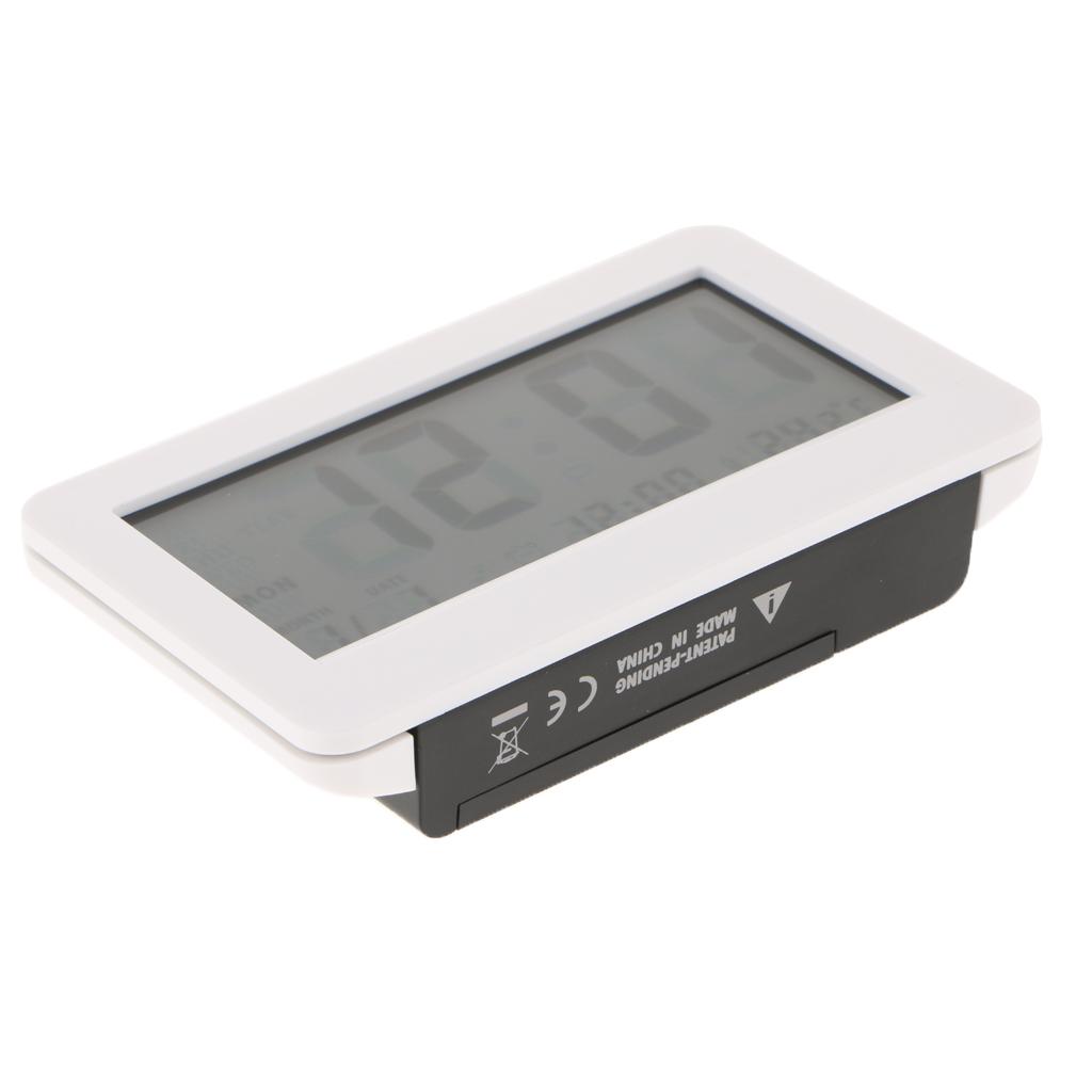 12/24 Mode Digital LCD Calender Desk Clock Temperature Office School White