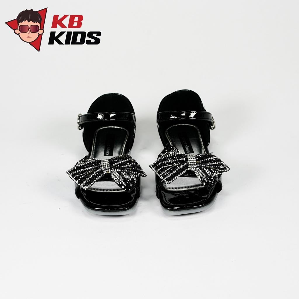 Dép Sandal Cho Bé Gái KB Kids Xăng Đan Nơ Đá 2 Màu Hồng Đen - KB011