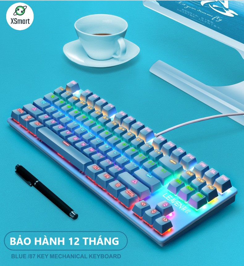 Bộ Bàn Phím Và Chuột CƠ LED XSmart đổi màu nhiều chế độ, combo full Xanh Ngọc siêu đẹp chơi game dùng văn phòng K2+M8 XANH - Hàng Chính Hãng