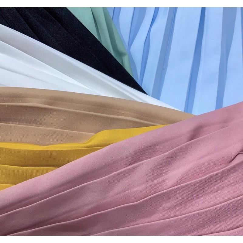 S394 chân váy xếp ly trơn bảng màu pastel