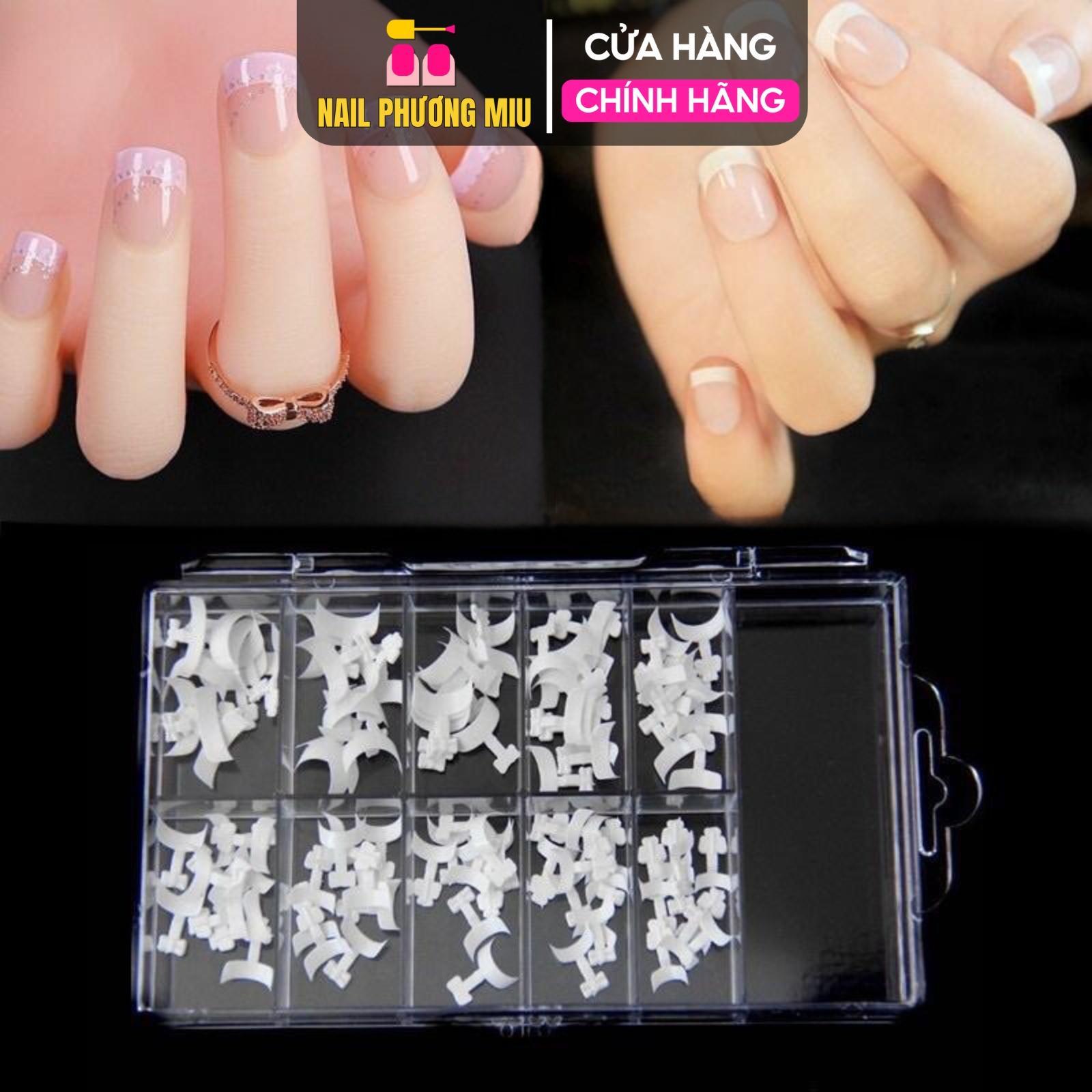 Hộp 100 Móng Nối Fen Đầu Móng HSM Đủ Size Màu Trắng Đục Làm Nail Tặng Kèm Chai Keo Mini, Móng Típ Nối French Trang Trí Móng Nhựa Abs Nail Phương Miu