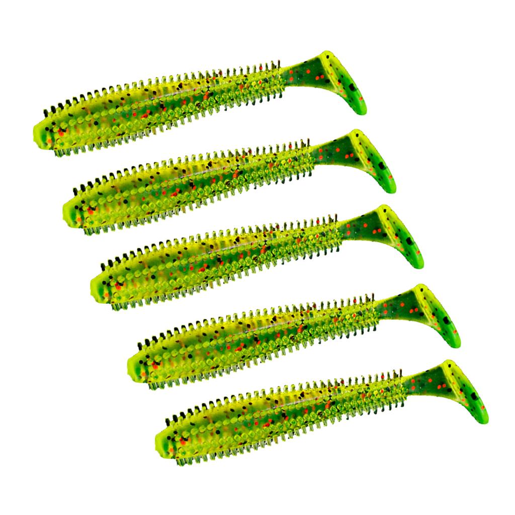 5 Pieces PVC Fishing Lure Bait Artificial Bait Tackle with T-tail