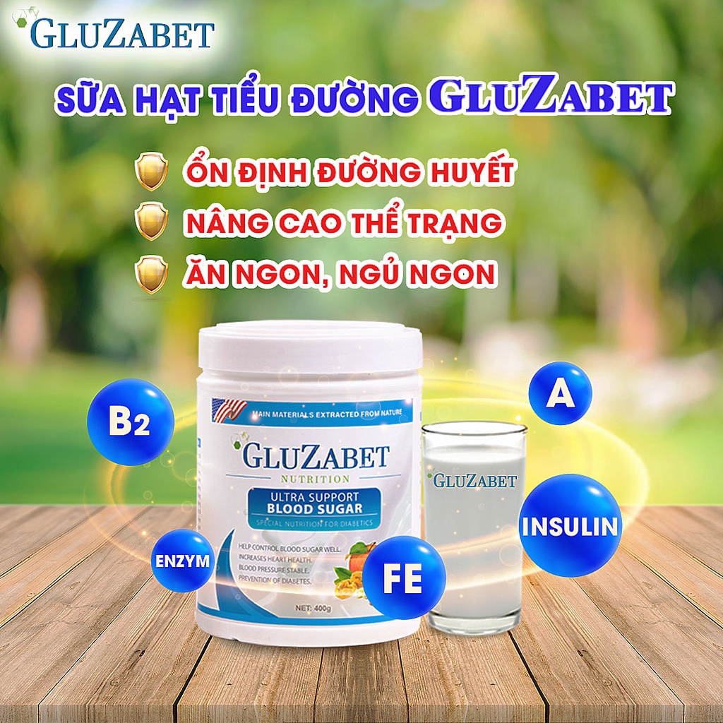 Thực Phẩm Bảo Vệ Sức KHỏe Gluzabet 650g( Mẫu Mới) , Sữa Non Dinh Dưỡng Dành Cho Người Tiểu Đường  và Ngăn Ngừa Biến Chứng tiểu Đường