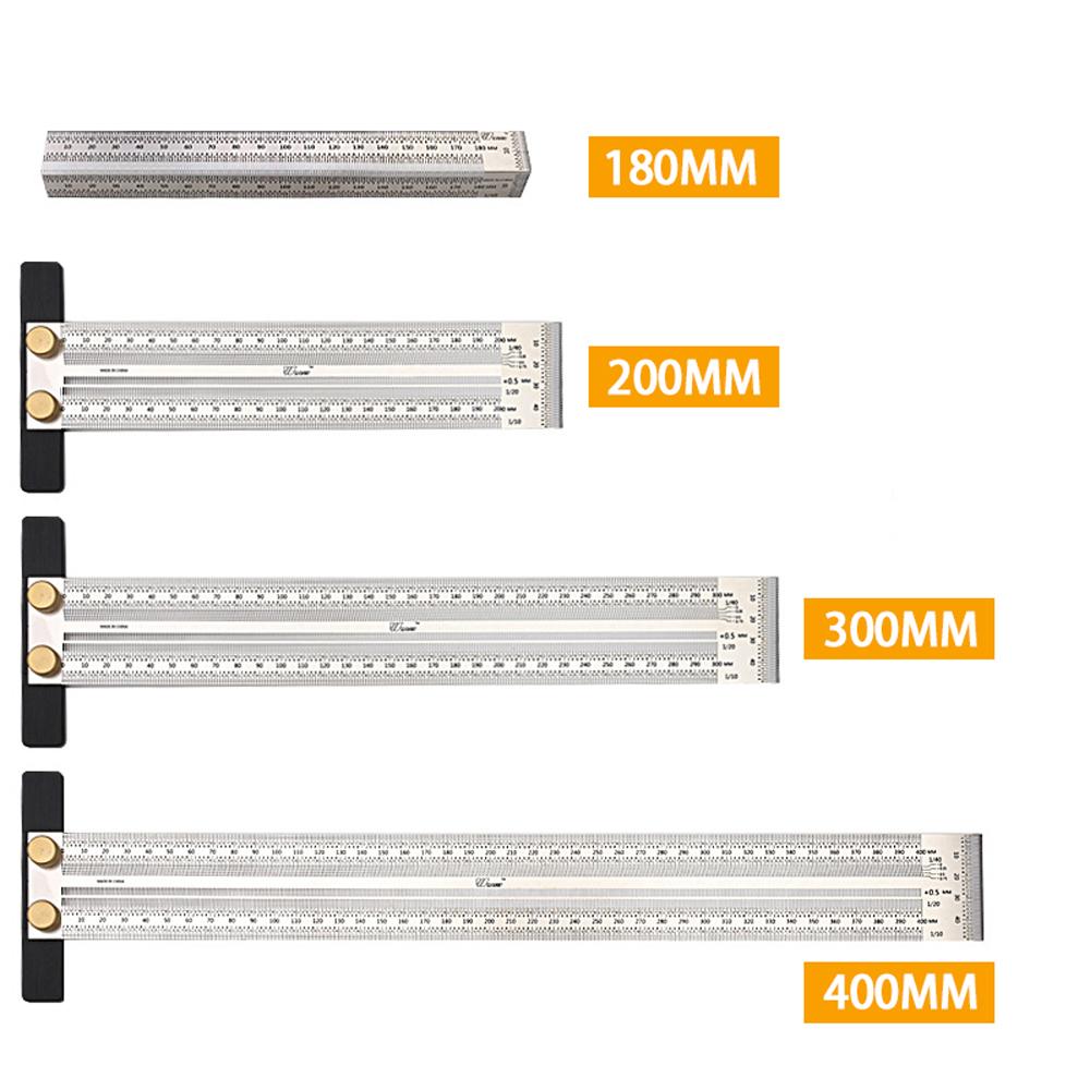 High-precision Scale Ruler T-type Hole Ruler Stainless Woodworking Scribing Mark Line Gauge Carpenter Measuring Tool