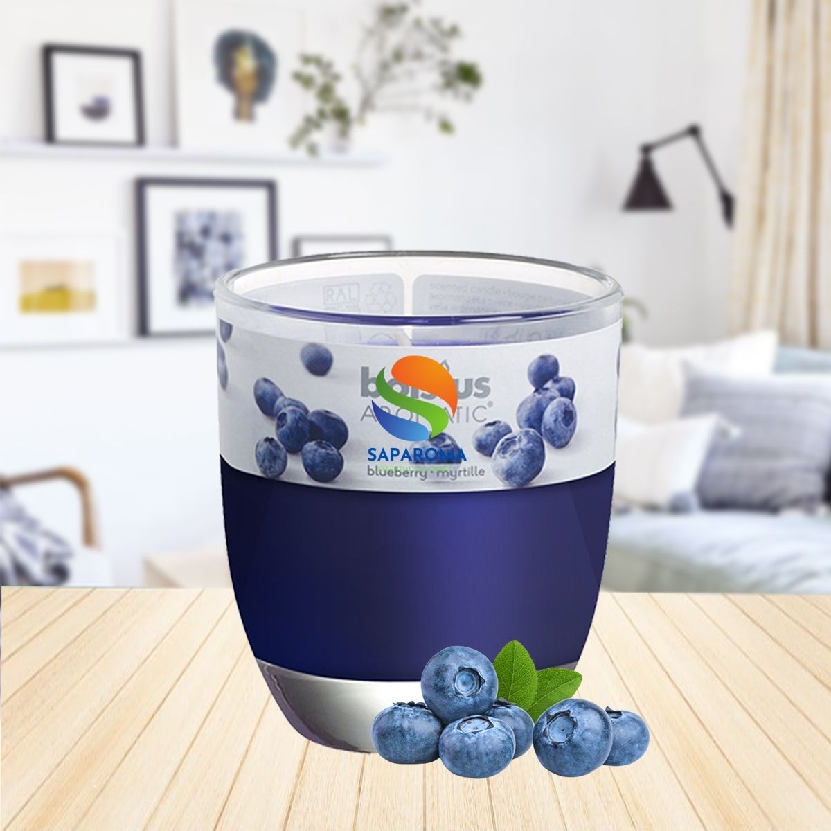 Ly nến thơm tinh dầu Bolsius Blueberry 105g QT024348 - hương việt quất, nến trang trí, thơm phòng, thư giãn, Hỗ trợ khử mùi