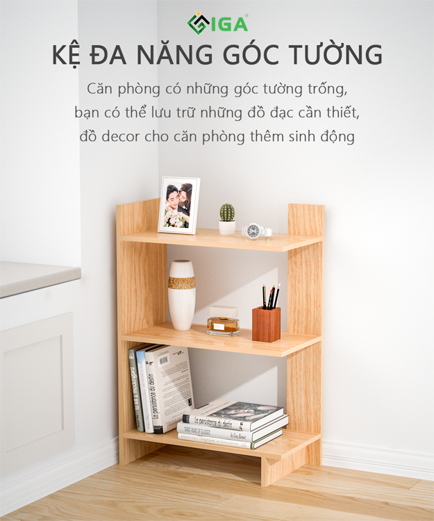 Kệ Sách, Kệ Góc IGA Đa Năng Để Bàn Để Sàn Hiện Đại - GP180