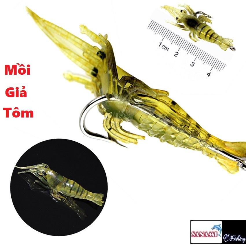 Mồi Tôm giả có lưỡi câu lure Vỉ 10 Con, Mồi Câu Cá Sanami Fishing, mồi câu lure siêu nhạy.