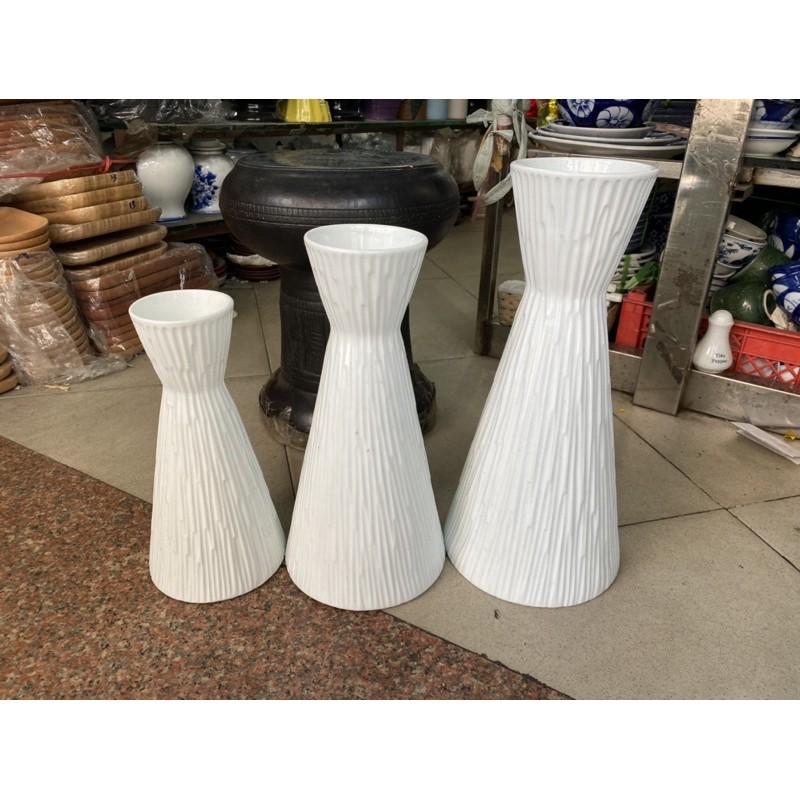 Bình hoa sọc trắng bát tràng ba size