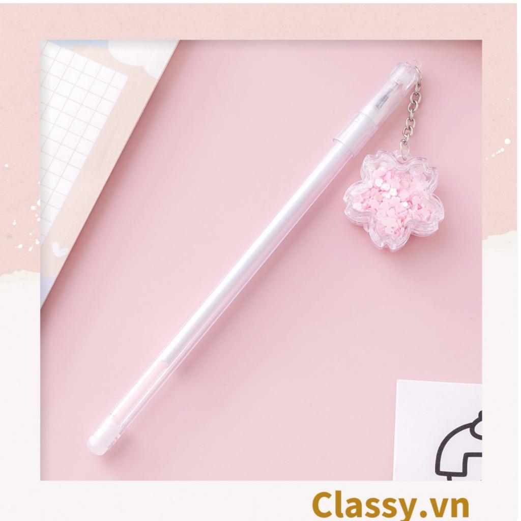 Bút gel Classy 0.5mm màu hồng, đính kèm bông hoa, tùy chọn cho sinh viên/nhân viên văn phòng PK1200