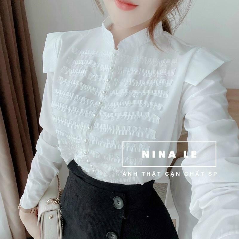 ️Áo sơ mi trắng xếp ly nhăn thiết kế cho nữ️Elisa fashion