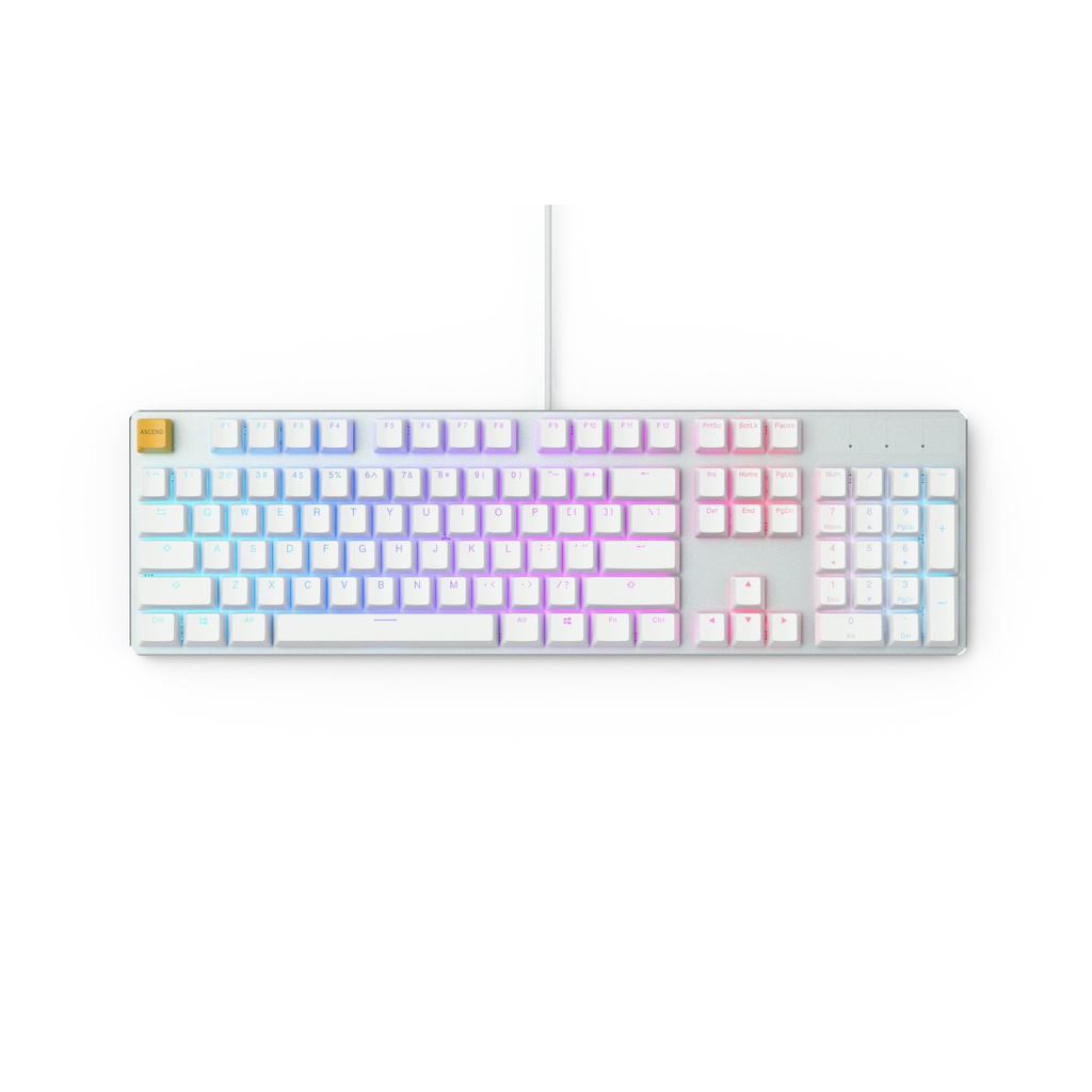 Bàn phím cơ Glorious GMMK RGB White Ice Fullsize (Gateron Brown switch / Hot Swap) - Hàng chính hãng