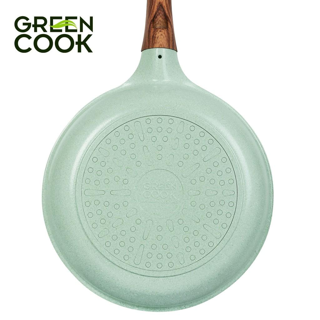 Chảo chống dính đáy từ đúc men đá ceramic xanh ngọc Green Cook GCP06 size 20-24-26-28 cm công nghệ Hàn Quốc0