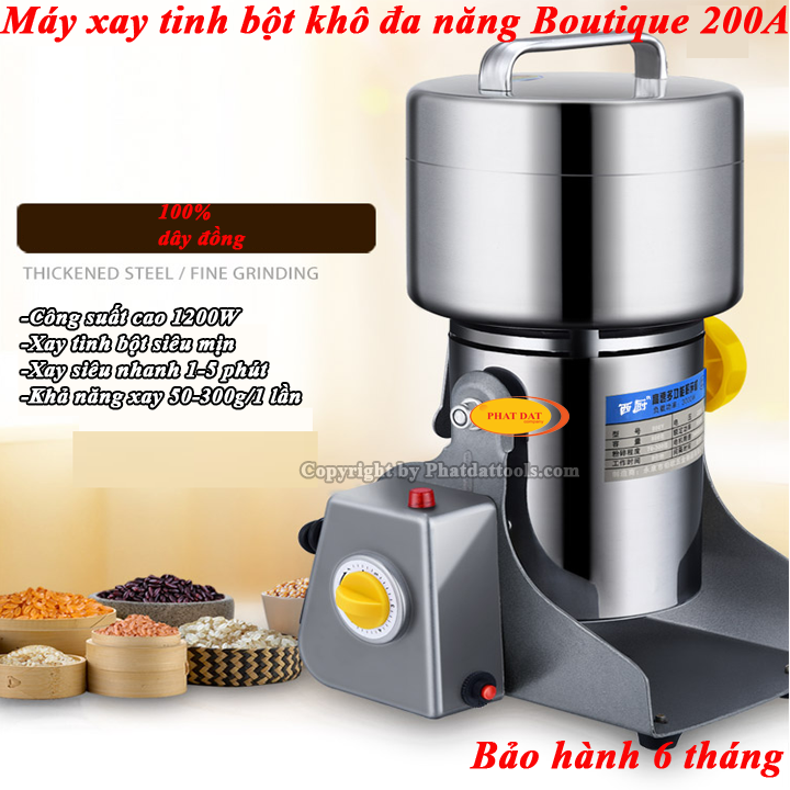 Máy Xay Nghiền Tinh Bột Khô Đa Năng Siêu Mịn 200A Vỏ INOX