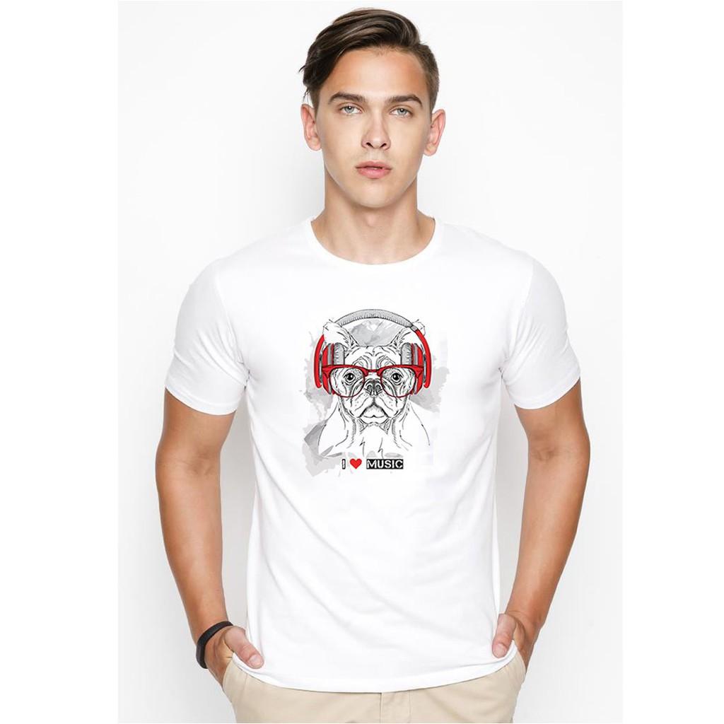Áo thun nam in hình I love music Hàn Quốc vải dày mịn TEE19S91