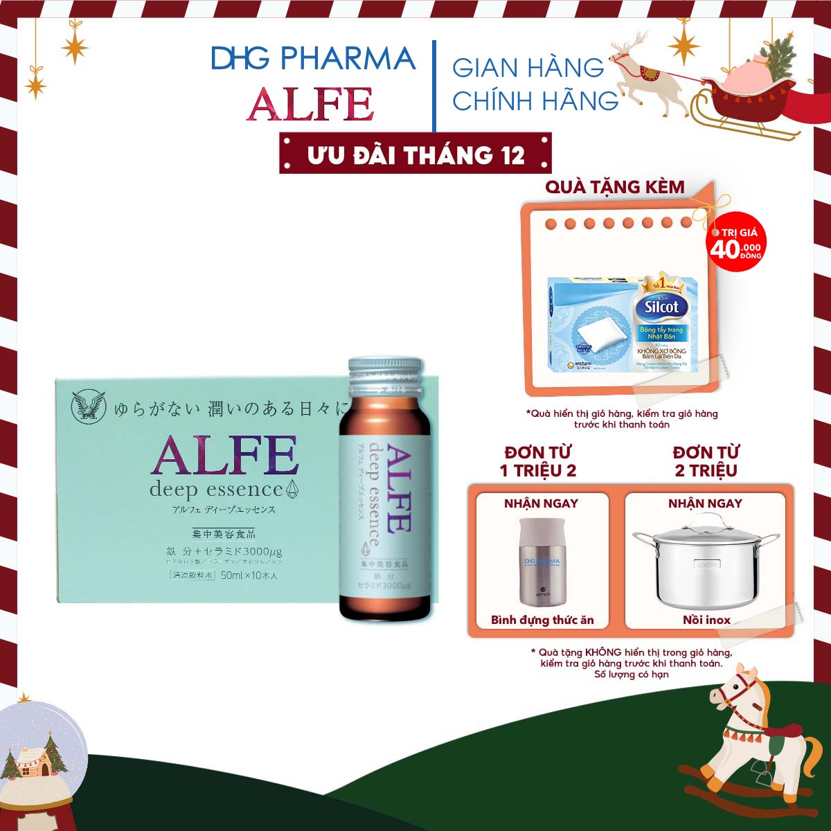 Collagen uống ALFE Deep Essence tăng cường độ ẩm và độ đàn hồi cho da Hộp 10 chai x 50ml - Chính hãng DHG Pharma